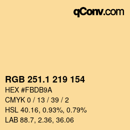 カラーコード: RGB 251.1 219 154 | qconv.com