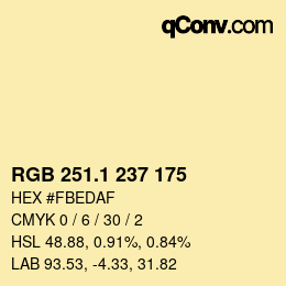 Color code: RGB 251.1 237 175 | qconv.com