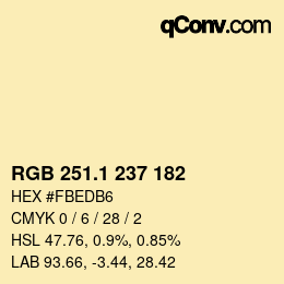 カラーコード: RGB 251.1 237 182 | qconv.com