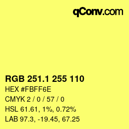 カラーコード: RGB 251.1 255 110 | qconv.com
