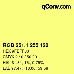 カラーコード: RGB 251.1 255 128 | qconv.com