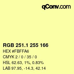 カラーコード: RGB 251.1 255 166 | qconv.com
