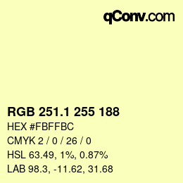 カラーコード: RGB 251.1 255 188 | qconv.com
