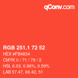 カラーコード: RGB 251.1 72 52 | qconv.com