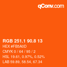 カラーコード: RGB 251.1 90.8 13 | qconv.com