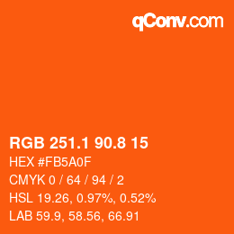 カラーコード: RGB 251.1 90.8 15 | qconv.com