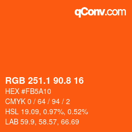 カラーコード: RGB 251.1 90.8 16 | qconv.com