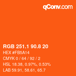 カラーコード: RGB 251.1 90.8 20 | qconv.com