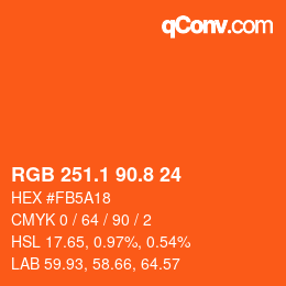 カラーコード: RGB 251.1 90.8 24 | qconv.com