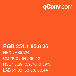 カラーコード: RGB 251.1 90.8 36 | qconv.com