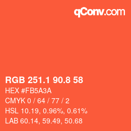カラーコード: RGB 251.1 90.8 58 | qconv.com
