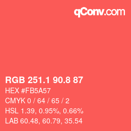 カラーコード: RGB 251.1 90.8 87 | qconv.com