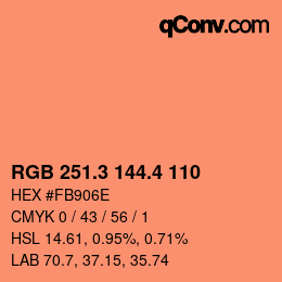 カラーコード: RGB 251.3 144.4 110 | qconv.com