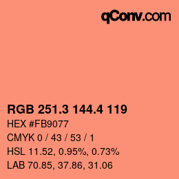 カラーコード: RGB 251.3 144.4 119 | qconv.com