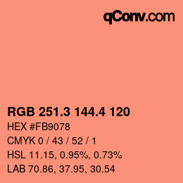 カラーコード: RGB 251.3 144.4 120 | qconv.com