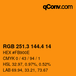カラーコード: RGB 251.3 144.4 14 | qconv.com