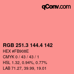 カラーコード: RGB 251.3 144.4 142 | qconv.com
