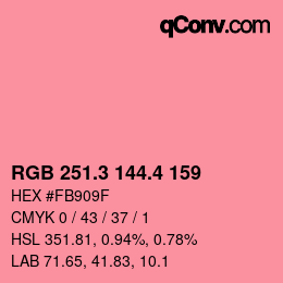 カラーコード: RGB 251.3 144.4 159 | qconv.com