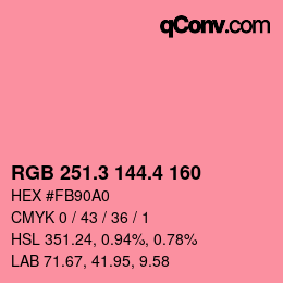 カラーコード: RGB 251.3 144.4 160 | qconv.com