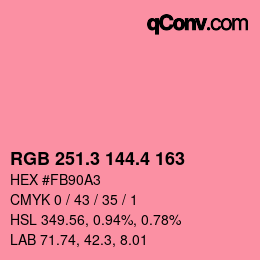 カラーコード: RGB 251.3 144.4 163 | qconv.com