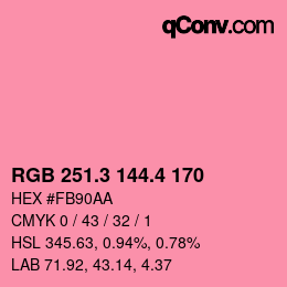 カラーコード: RGB 251.3 144.4 170 | qconv.com