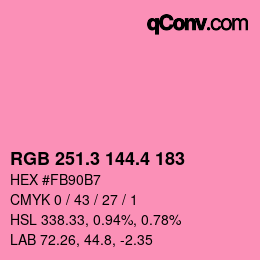 カラーコード: RGB 251.3 144.4 183 | qconv.com