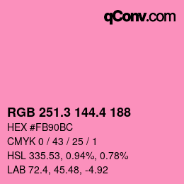 カラーコード: RGB 251.3 144.4 188 | qconv.com