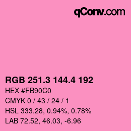 カラーコード: RGB 251.3 144.4 192 | qconv.com