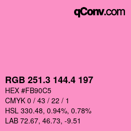 カラーコード: RGB 251.3 144.4 197 | qconv.com