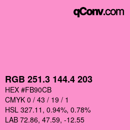 カラーコード: RGB 251.3 144.4 203 | qconv.com