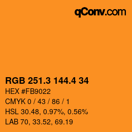 カラーコード: RGB 251.3 144.4 34 | qconv.com