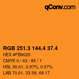カラーコード: RGB 251.3 144.4 37.4 | qconv.com