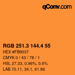 カラーコード: RGB 251.3 144.4 55 | qconv.com