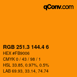 カラーコード: RGB 251.3 144.4 6 | qconv.com