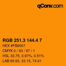 カラーコード: RGB 251.3 144.4 7 | qconv.com