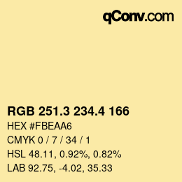 カラーコード: RGB 251.3 234.4 166 | qconv.com