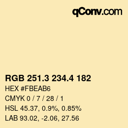 カラーコード: RGB 251.3 234.4 182 | qconv.com