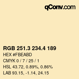 カラーコード: RGB 251.3 234.4 189 | qconv.com