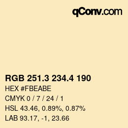 カラーコード: RGB 251.3 234.4 190 | qconv.com