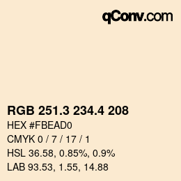 カラーコード: RGB 251.3 234.4 208 | qconv.com