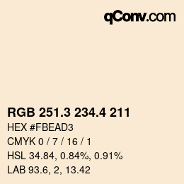 カラーコード: RGB 251.3 234.4 211 | qconv.com