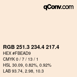 カラーコード: RGB 251.3 234.4 217.4 | qconv.com