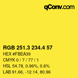 カラーコード: RGB 251.3 234.4 57 | qconv.com