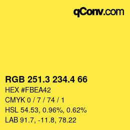 カラーコード: RGB 251.3 234.4 66 | qconv.com