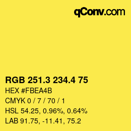 カラーコード: RGB 251.3 234.4 75 | qconv.com