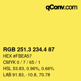 カラーコード: RGB 251.3 234.4 87 | qconv.com