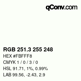 カラーコード: RGB 251.3 255 248 | qconv.com