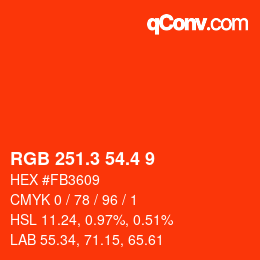 カラーコード: RGB 251.3 54.4 9 | qconv.com