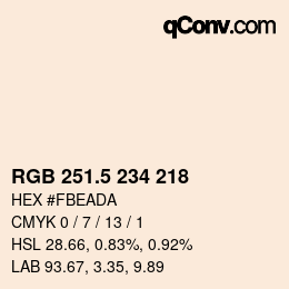 Farbcode: RGB 251.5 234 218 | qconv.com