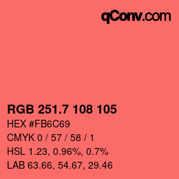 カラーコード: RGB 251.7 108 105 | qconv.com